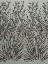 Dantela Couture Gri Antracit cu Siraguri, cu Margele si Paiete