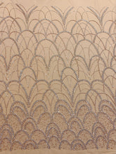 Dantela Couture Auriu Rose cu Model Geometric, cu Perle, Margele si Paiete