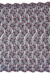 Fekete csipke lineáris mintával, gyöngyökkel, flitterekkel, gyöngyöcskékkel és 3D virágokkal