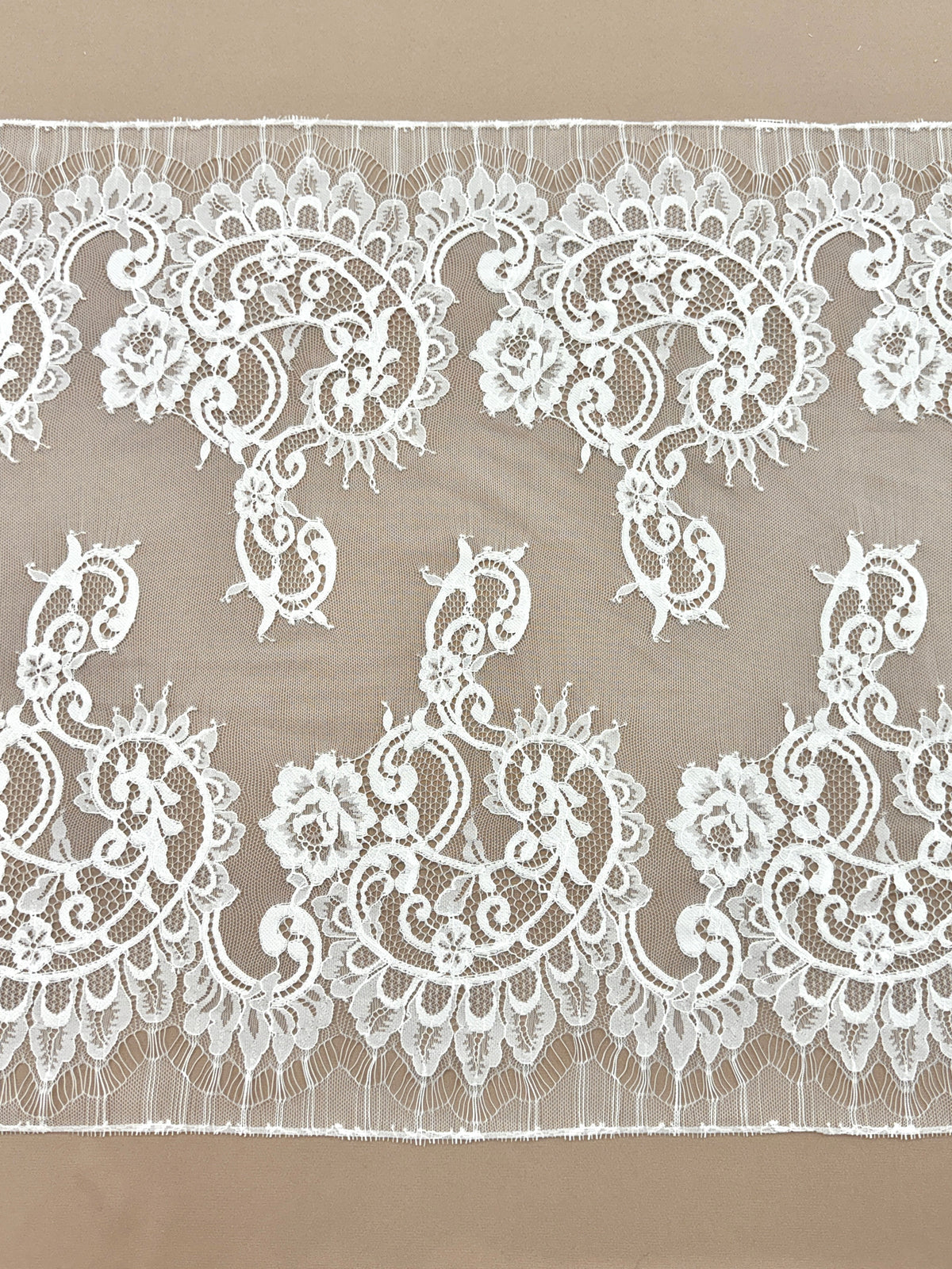 Dantela Bordura Dubla Chantilly Ivory - Cupon 3 m