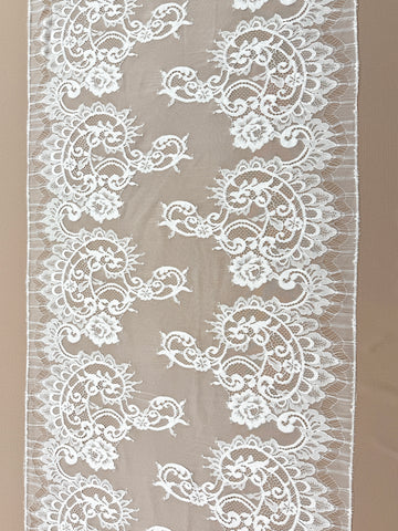 Dantela Bordura Dubla Chantilly Ivory - Cupon 3 m