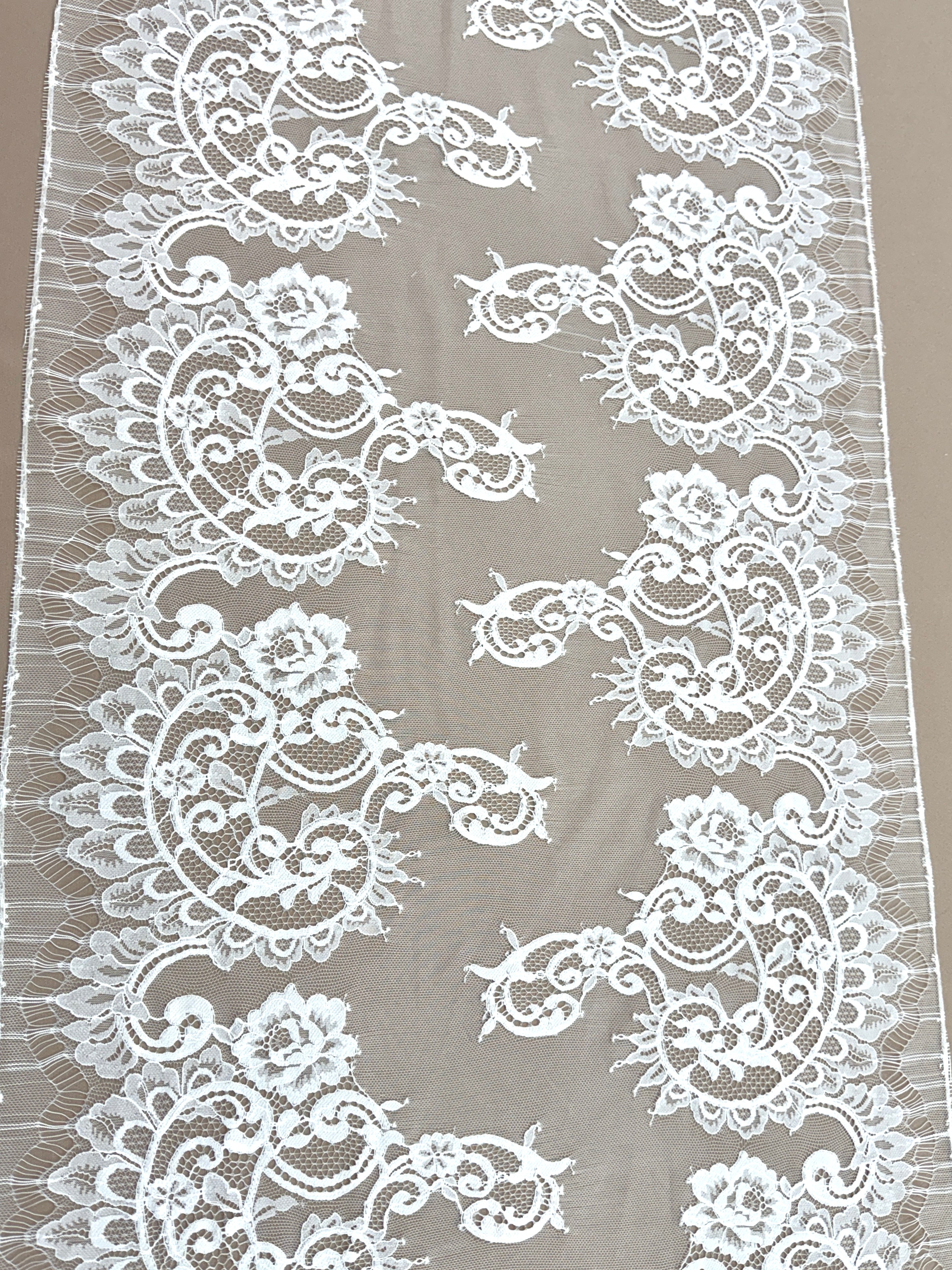 Dantela Bordura Dubla Chantilly Ivory - Cupon 3 m