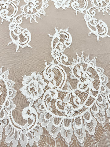 Dantela Bordura Dubla Chantilly Ivory - Cupon 3 m