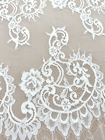 Dantela Bordura Dubla Chantilly Ivory - Cupon 3 m