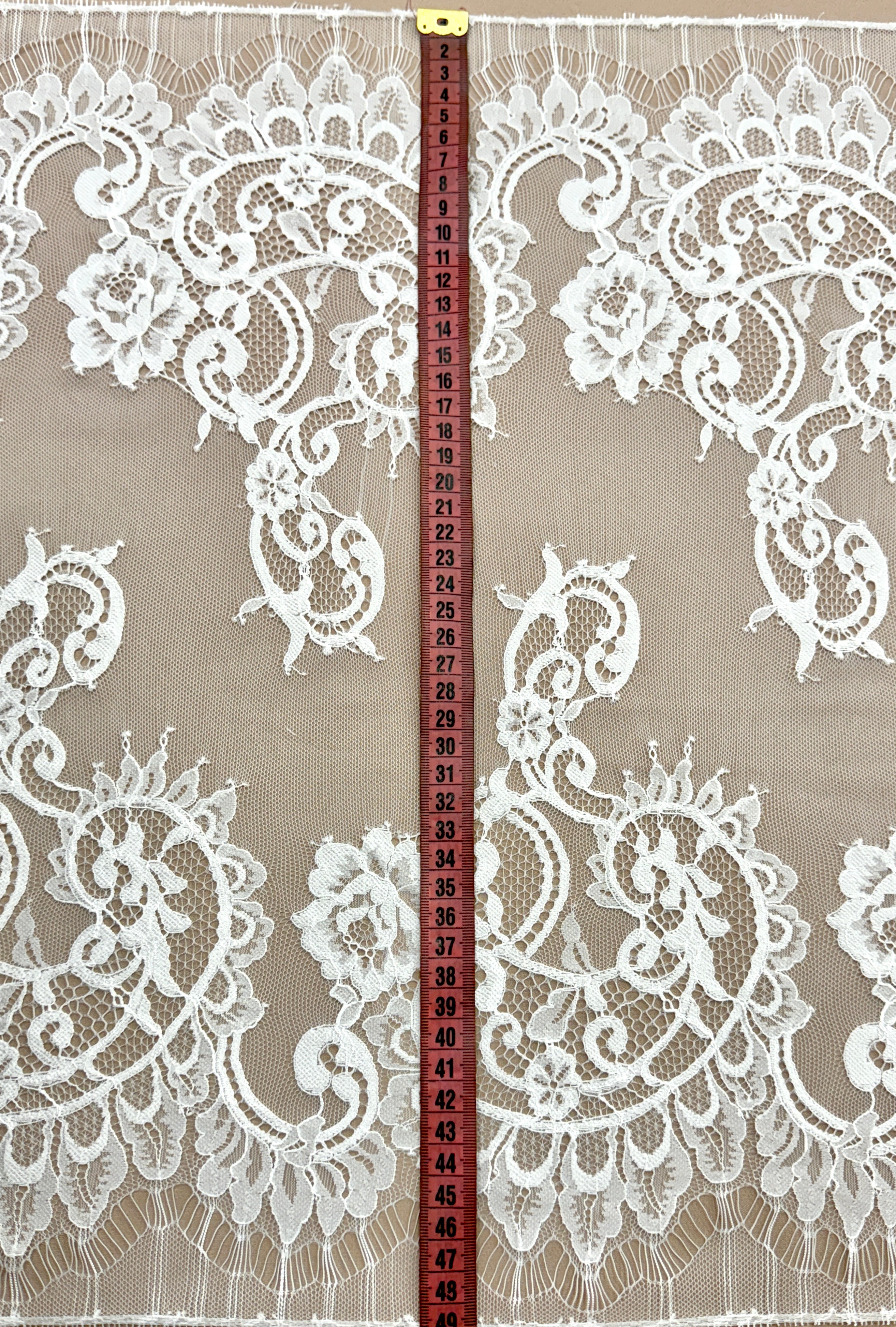 Dantela Bordura Dubla Chantilly Ivory - Cupon 3 m