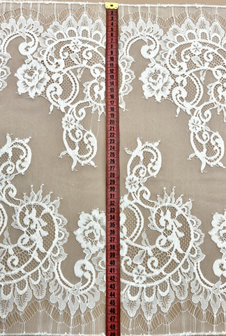 Dantela Bordura Dubla Chantilly Ivory - Cupon 3 m