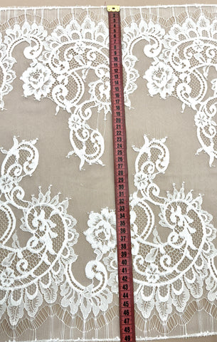 Dantela Bordura Dubla Chantilly Ivory - Cupon 3 m