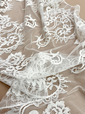 Dantela Bordura Dubla Chantilly Ivory - Cupon 3 m