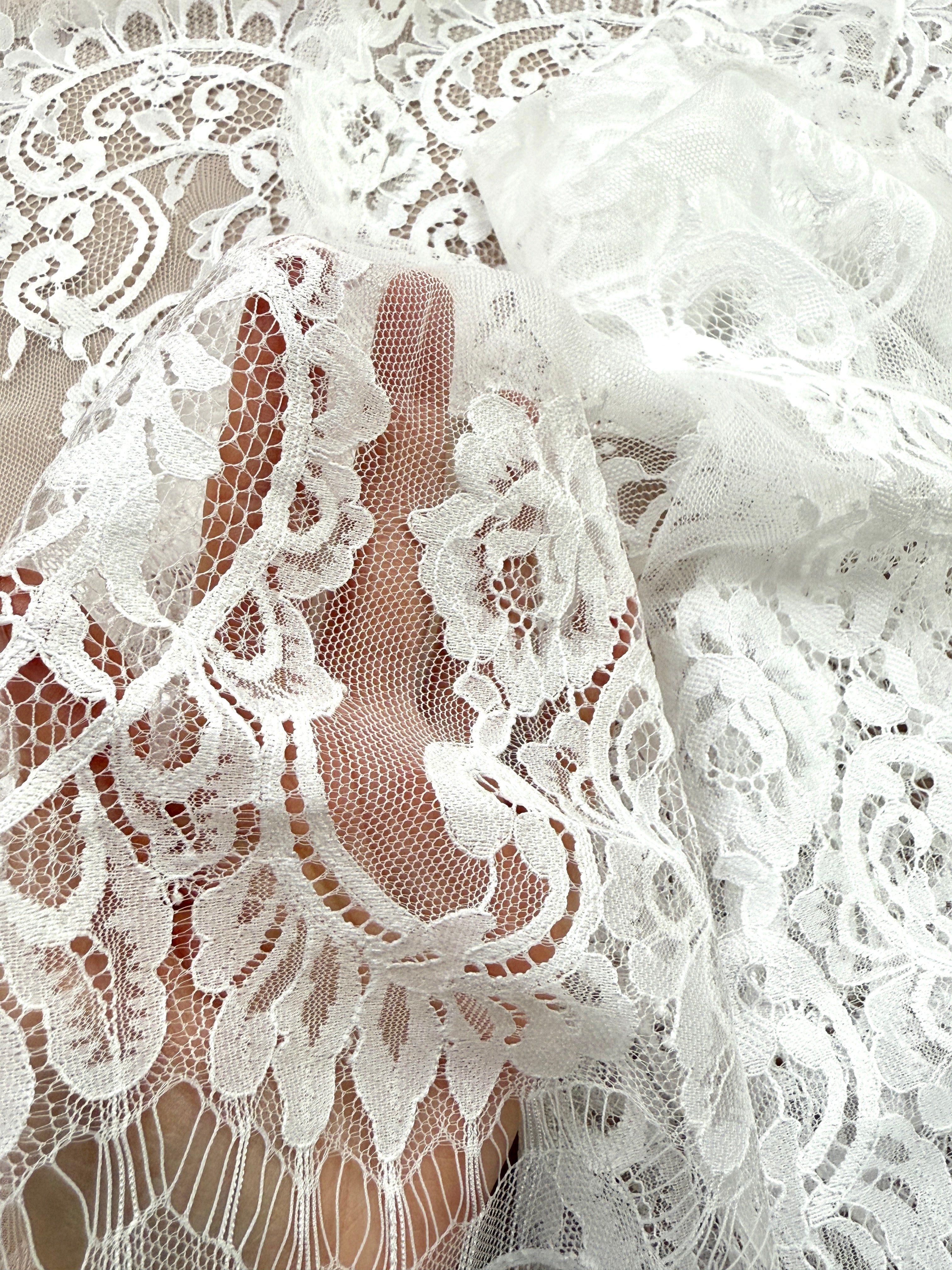 Dantela Bordura Dubla Chantilly Ivory - Cupon 3 m