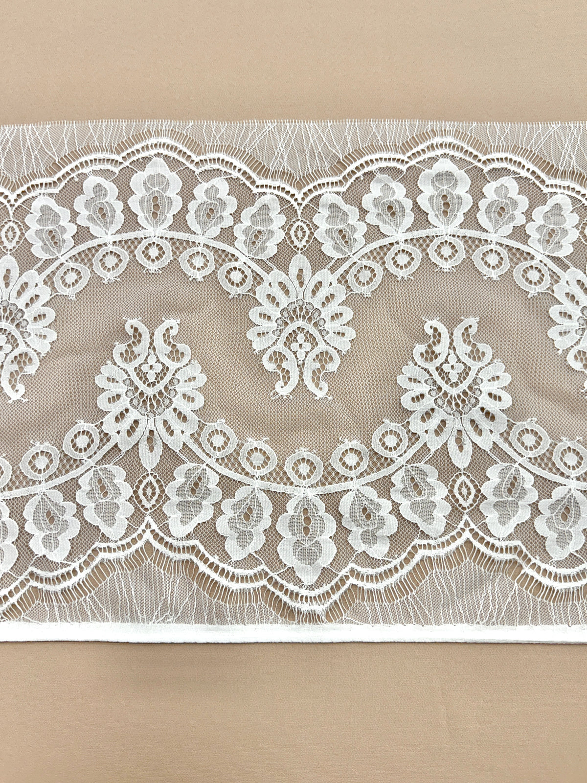 Dantela Bordura Dubla Chantilly Ivory - Cupon 3 m