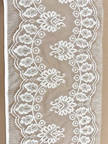 Dantela Bordura Dubla Chantilly Ivory - Cupon 3 m