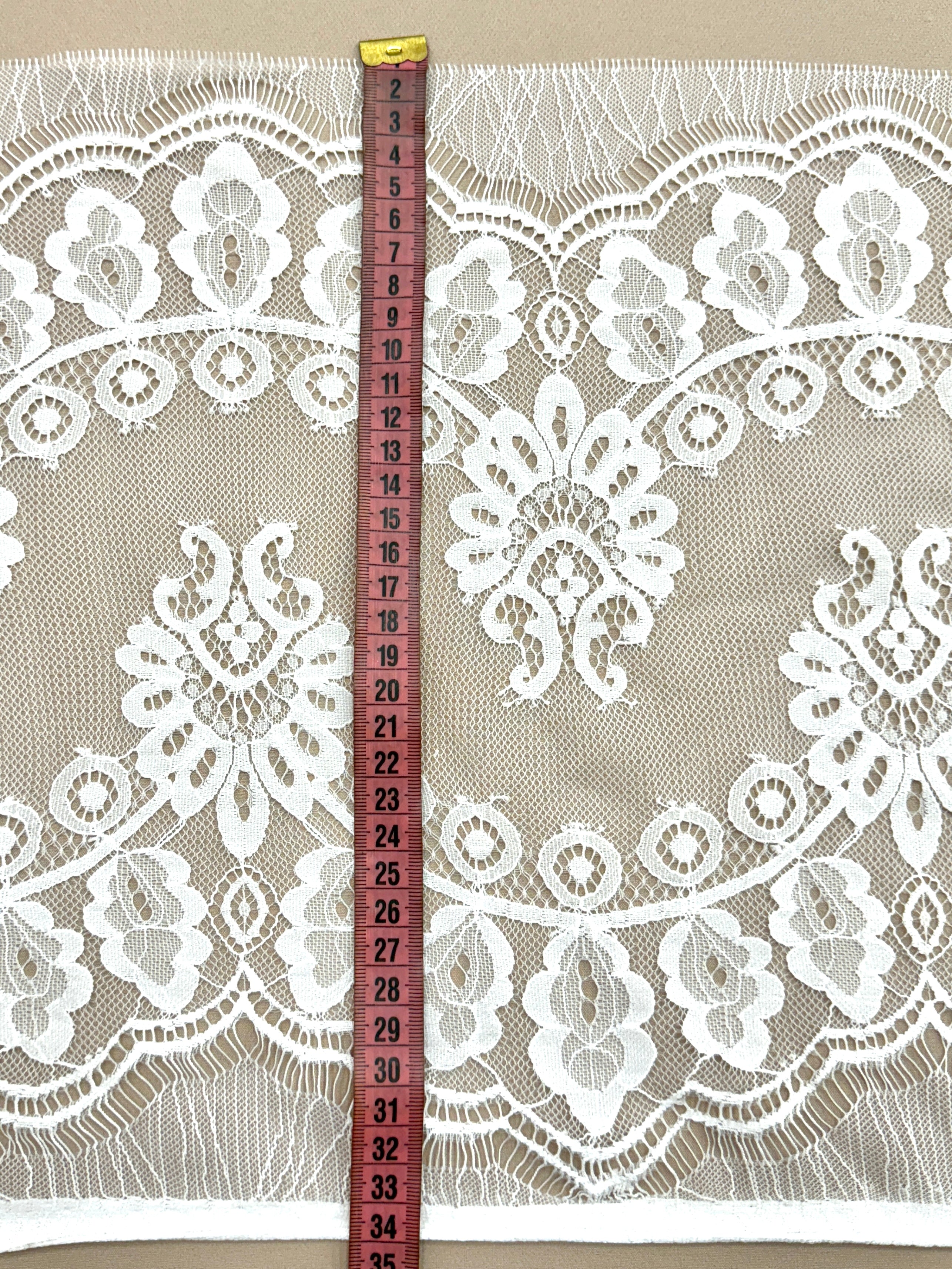 Dantela Bordura Dubla Chantilly Ivory - Cupon 3 m