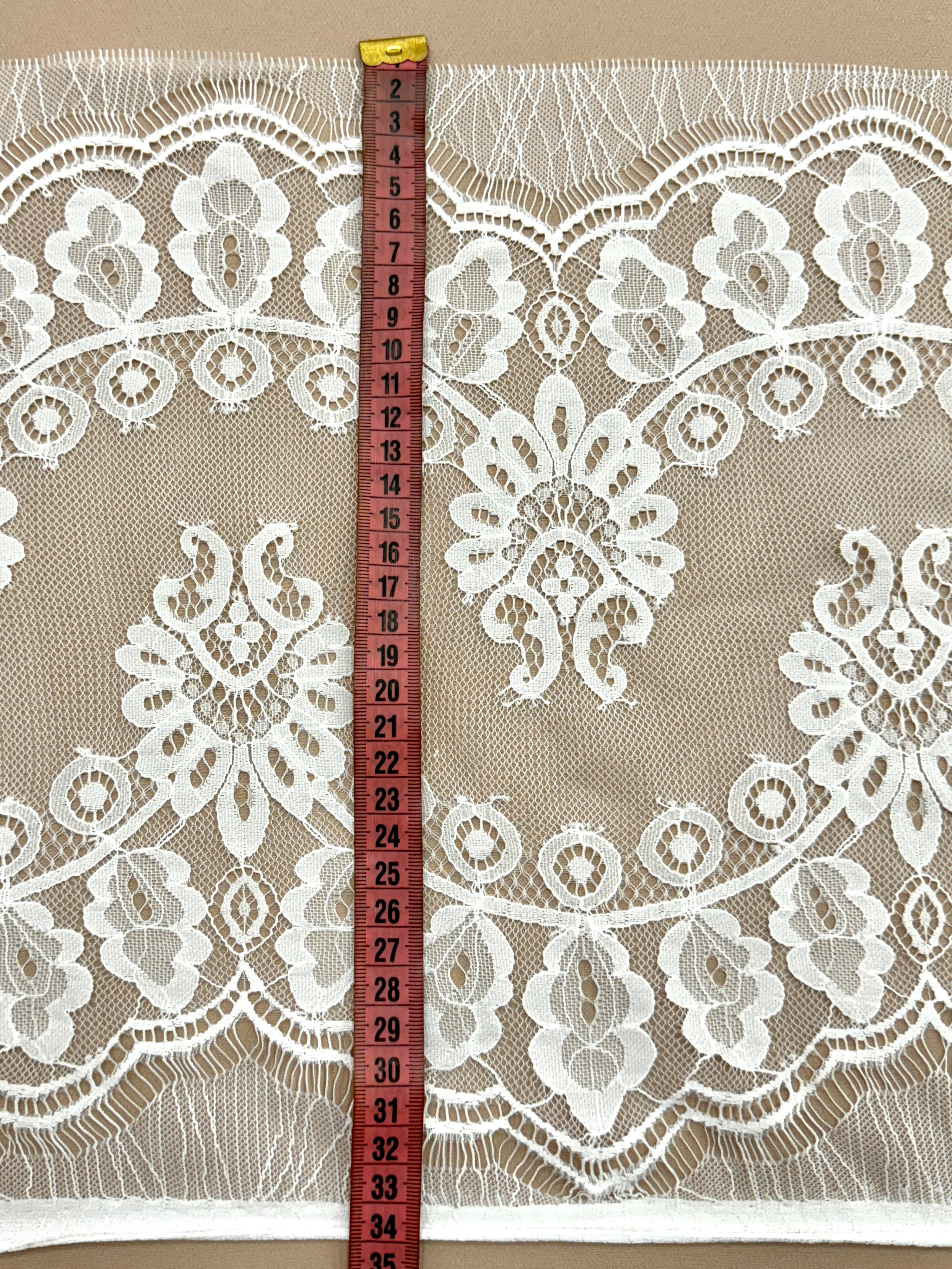 Dantela Bordura Dubla Chantilly Ivory - Cupon 3 m