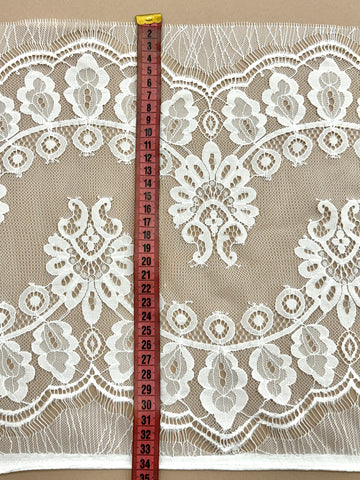 Dantela Bordura Dubla Chantilly Ivory - Cupon 3 m