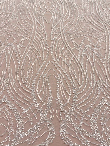 Csipke Couture Ivory gyöngyökkel, díszgyöngyökkel és flitterekkel