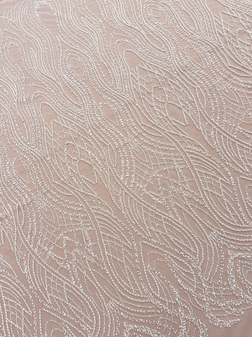 Csipke Couture Ivory gyöngyökkel, díszgyöngyökkel és flitterekkel