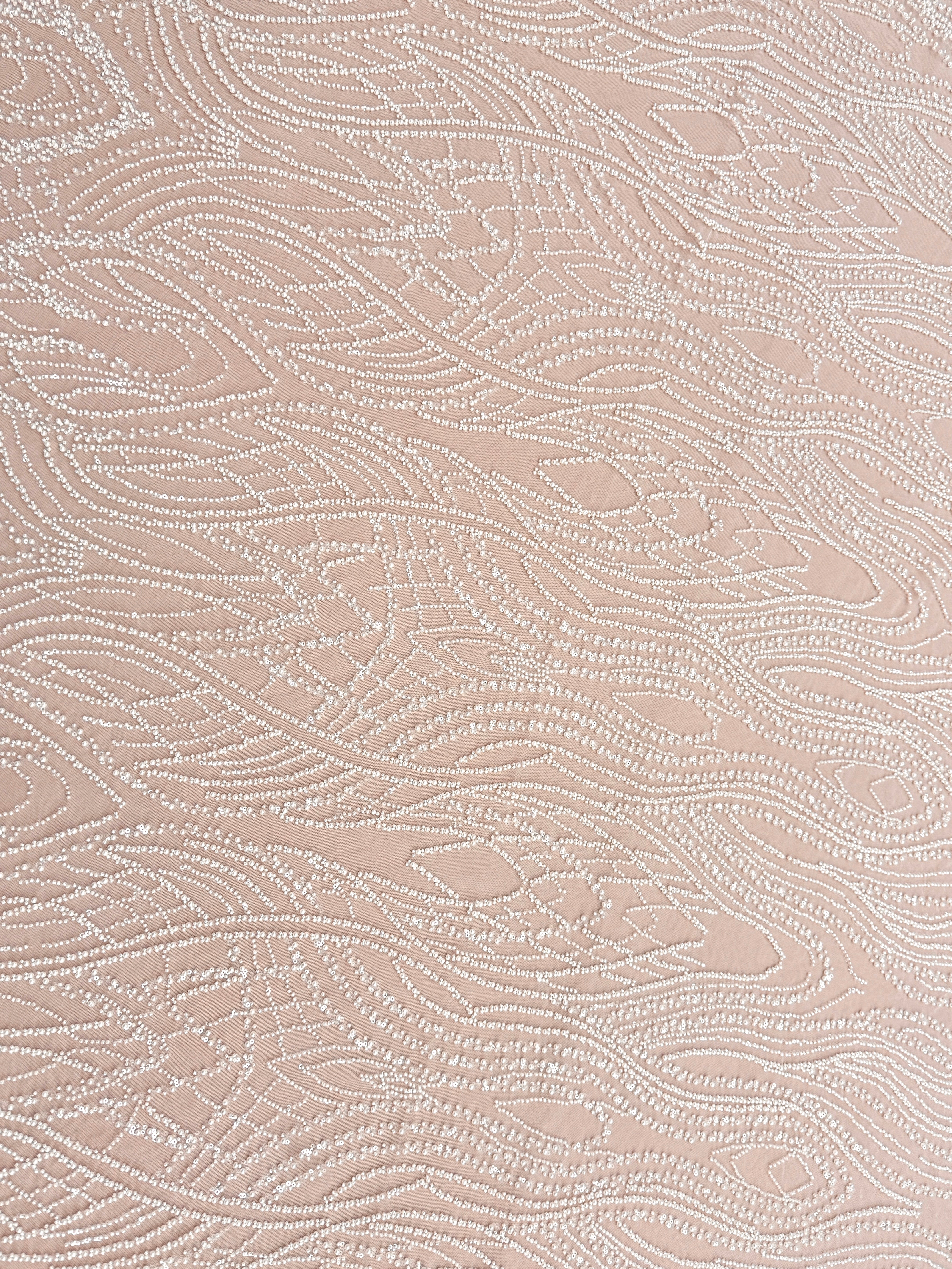 Csipke Couture Ivory gyöngyökkel, díszgyöngyökkel és flitterekkel