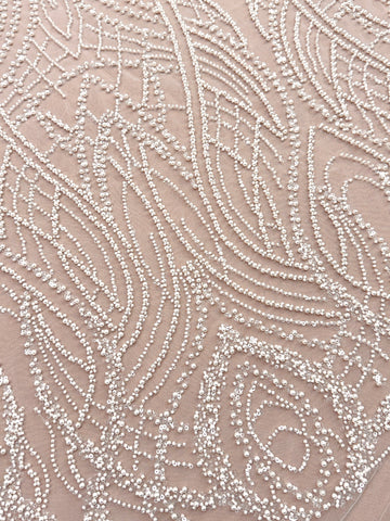 Csipke Couture Ivory gyöngyökkel, díszgyöngyökkel és flitterekkel