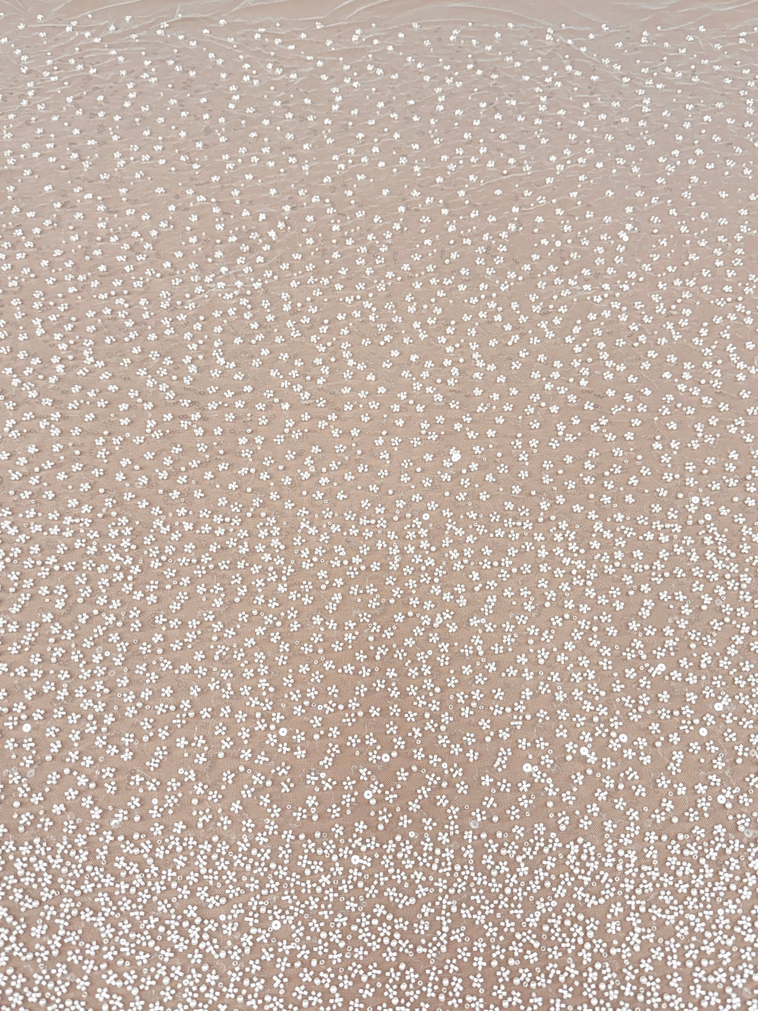 Dantela Couture Ivory in Degrade, cu Perle, Margele si Paiete