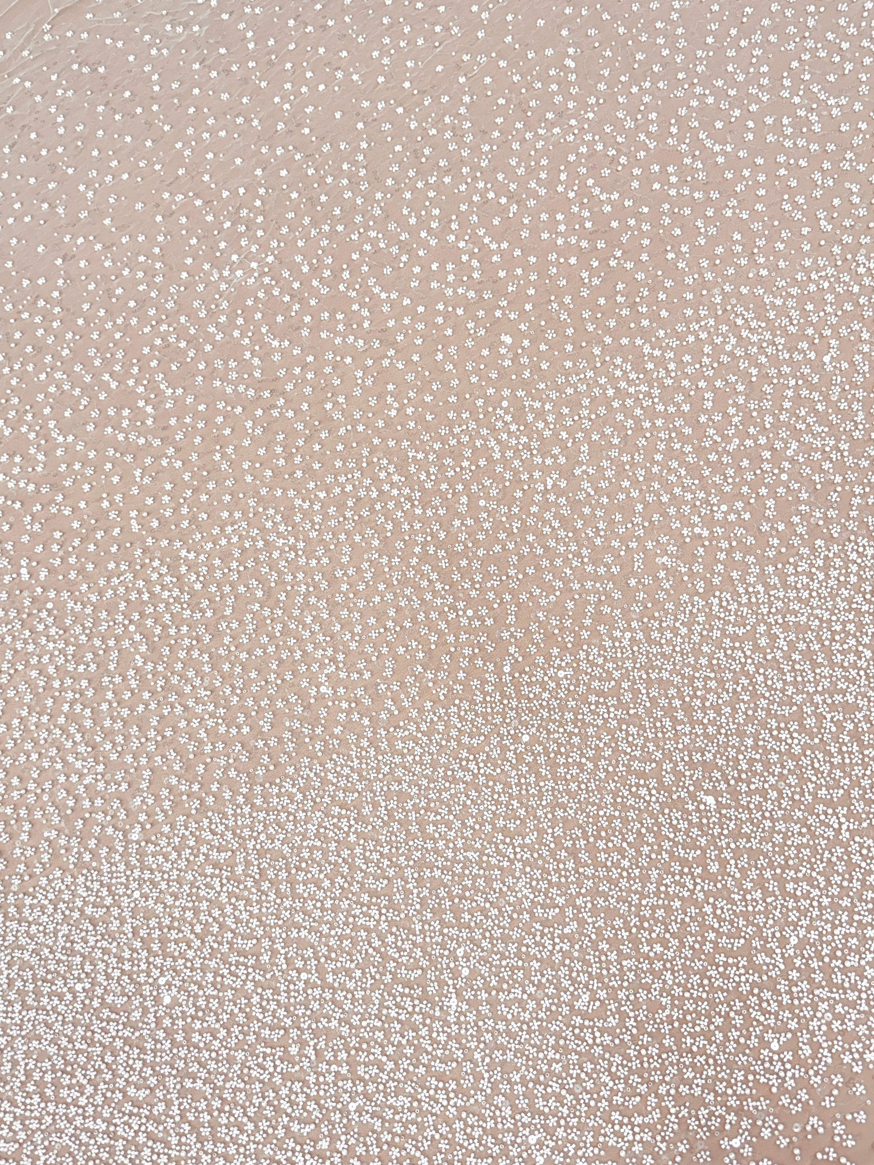 Dantela Couture Ivory in Degrade, cu Perle, Margele si Paiete