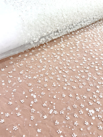 Dantela Couture Ivory in Degrade, cu Perle, Margele si Paiete
