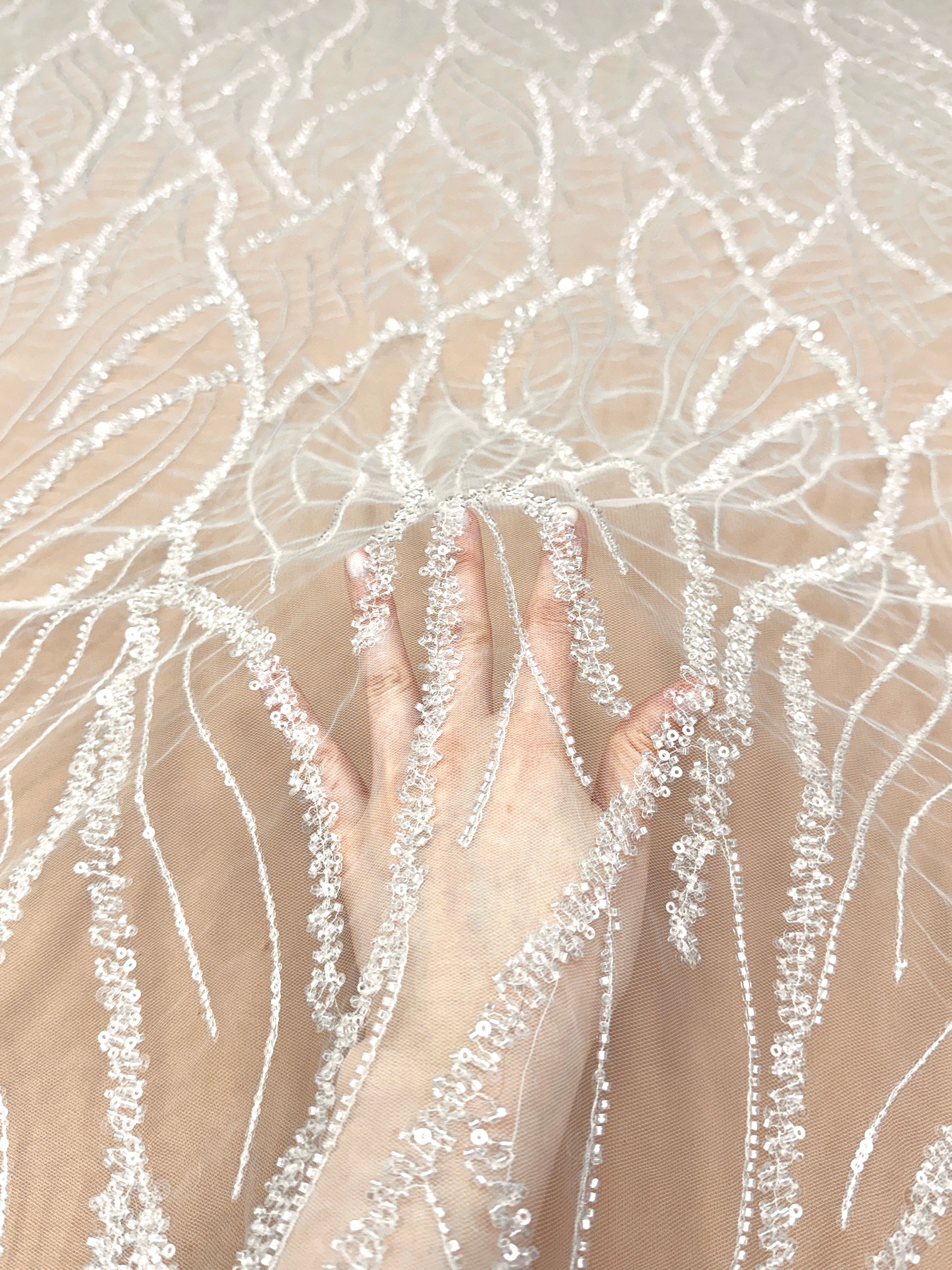 Couture Diamond Lace with Beads and Sequins