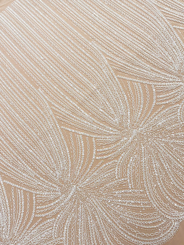 Dantela Couture Ivory cu Model Liniar, cu Margele si Paiete