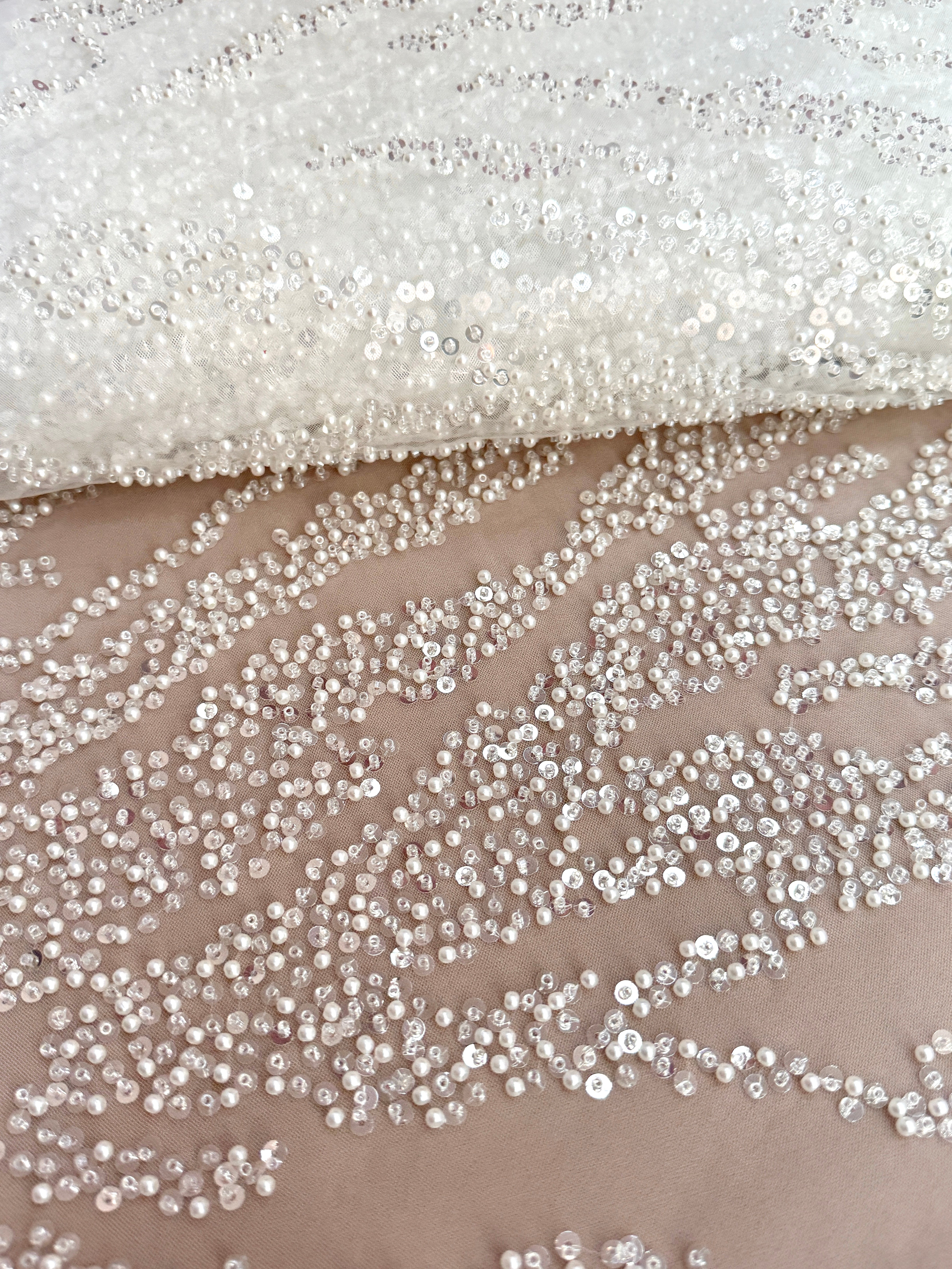 Dantela Couture Diamond cu Perle, Margele si Paiete