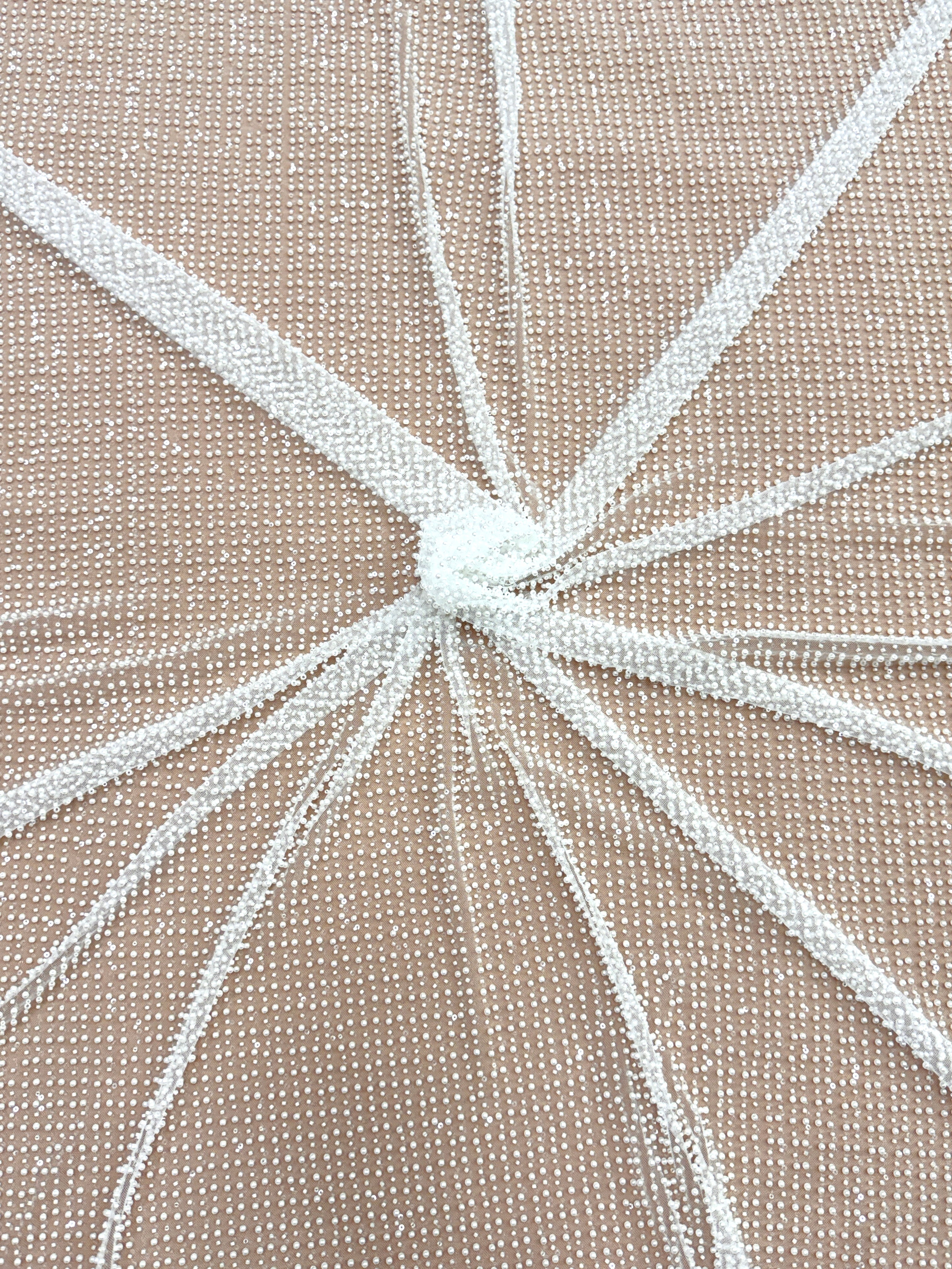 Dantela Couture Ivory Model General, cu Perle, Margele si Paiete