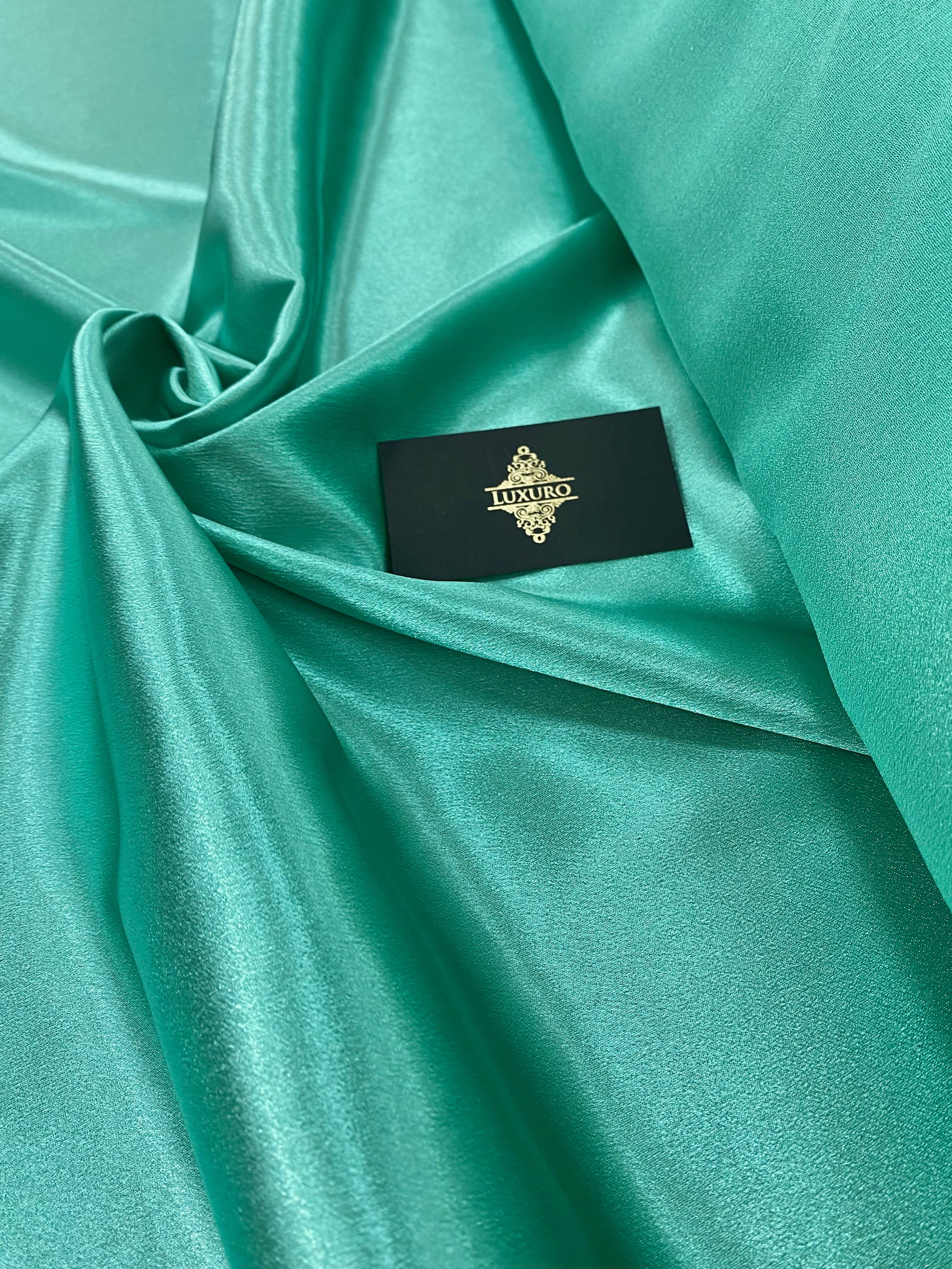 Türkiz metál elasztikus taft