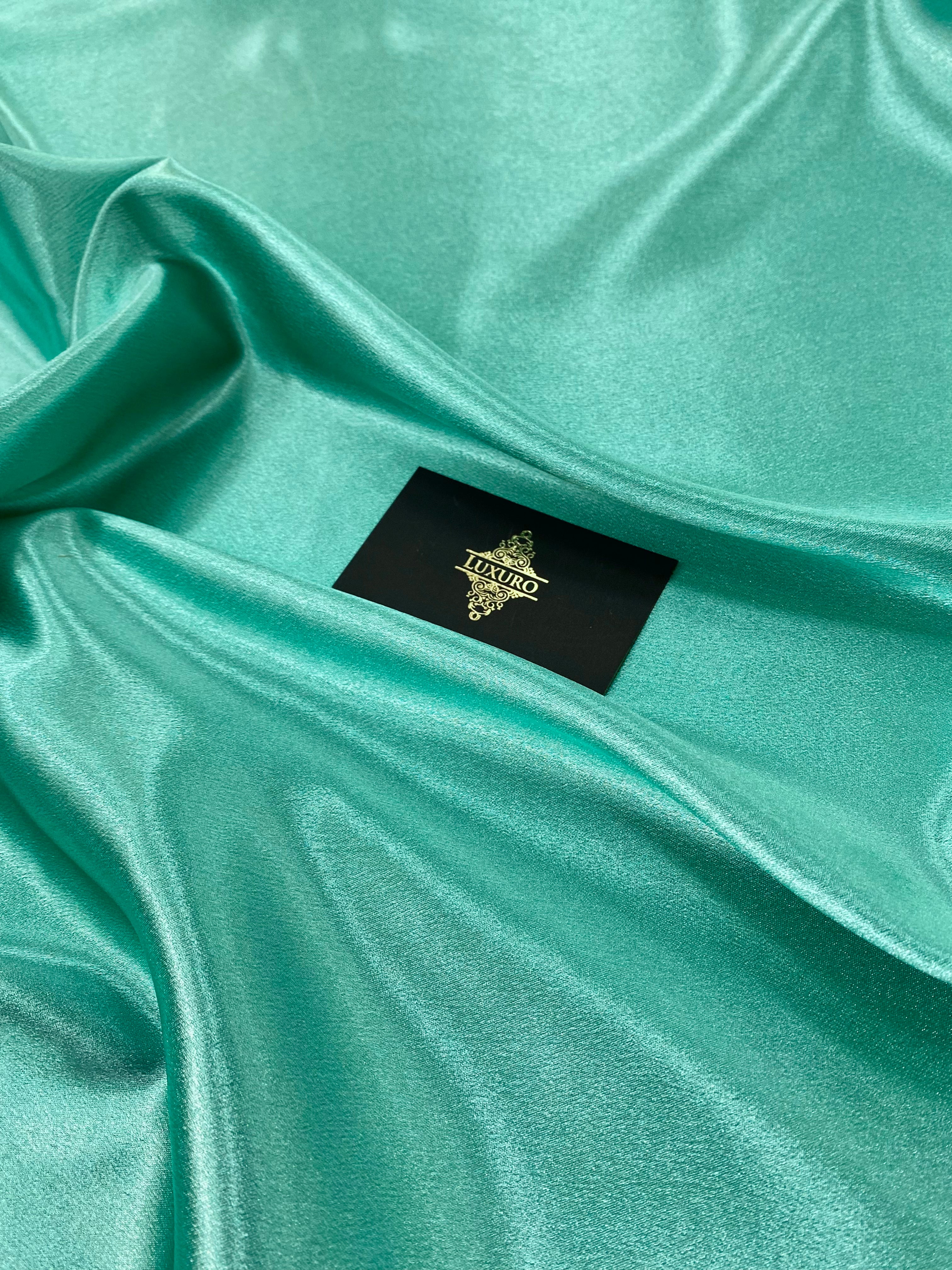 Türkiz metál elasztikus taft