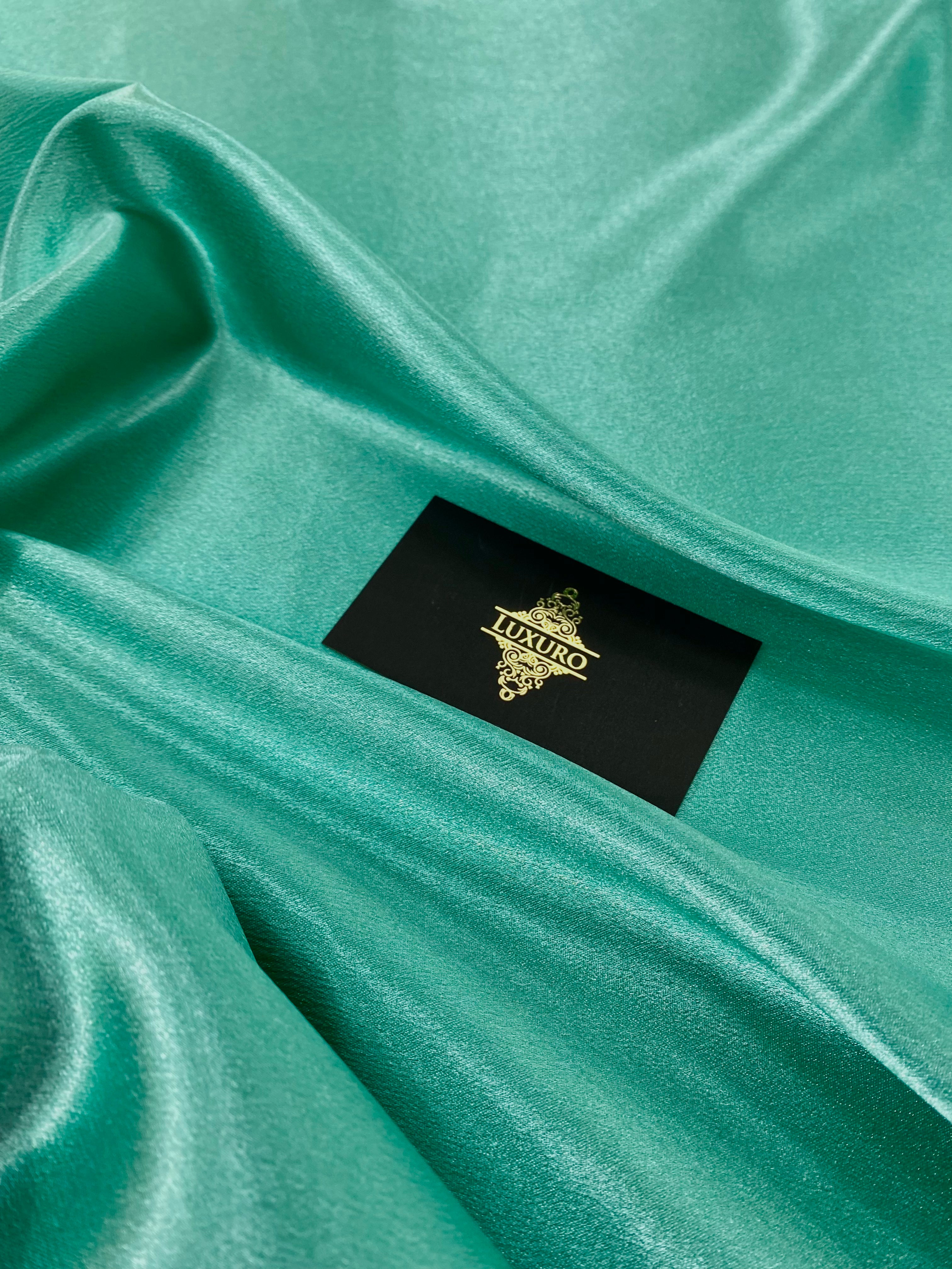 Türkiz metál elasztikus taft