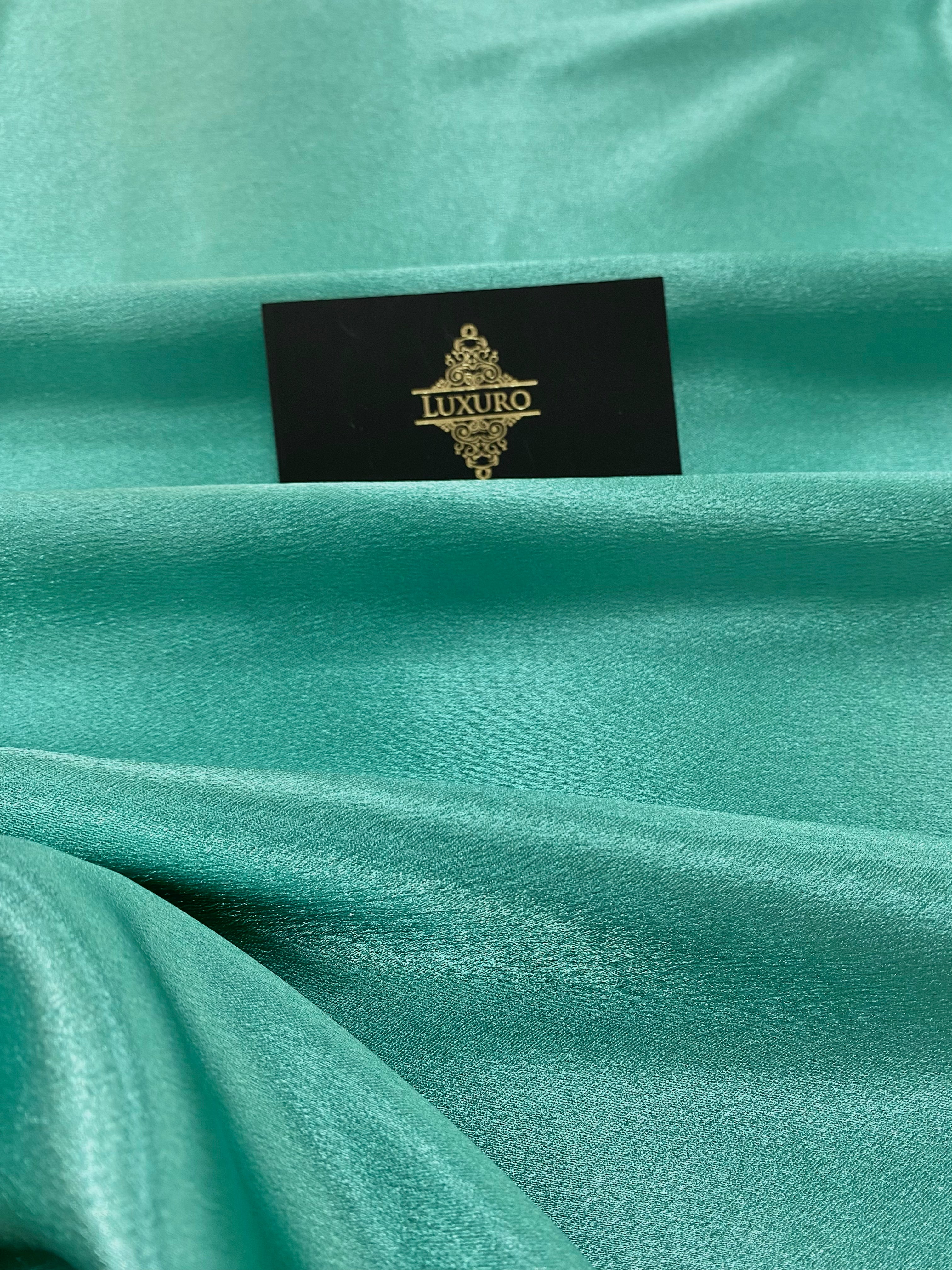 Türkiz metál elasztikus taft