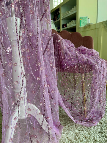 Cupon 0.7 m - Dantela Lavanda Haute Couture