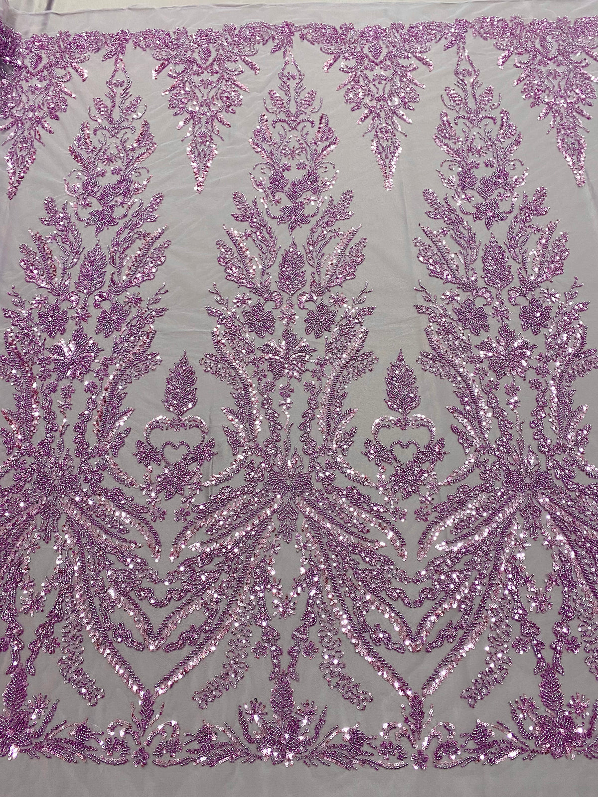 Dantela Couture Pudra cu Model Floral, cu Margele si Paiete