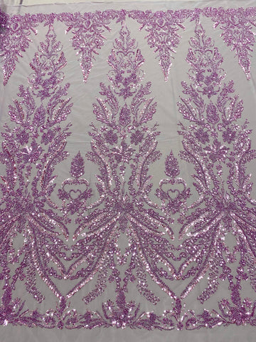 Dantela Couture Pudra cu Model Floral, cu Margele si Paiete