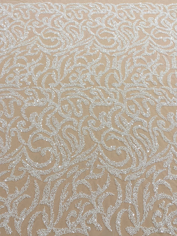 Dantela Couture Ivory geometriai mintával, gyöngyökkel és flitterekkel