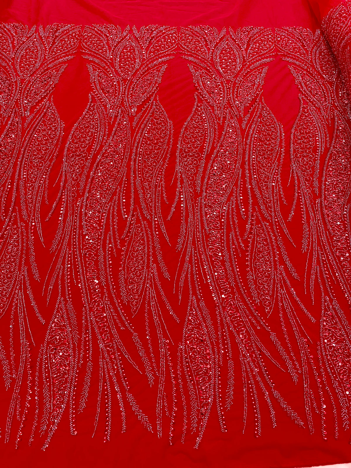 Dantela Couture Rosie cu Panou, cu Perle, Margele si Paiete