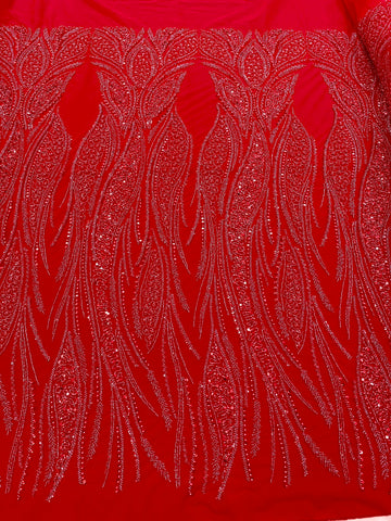 Dantela Couture Rosie cu Panou, cu Perle, Margele si Paiete