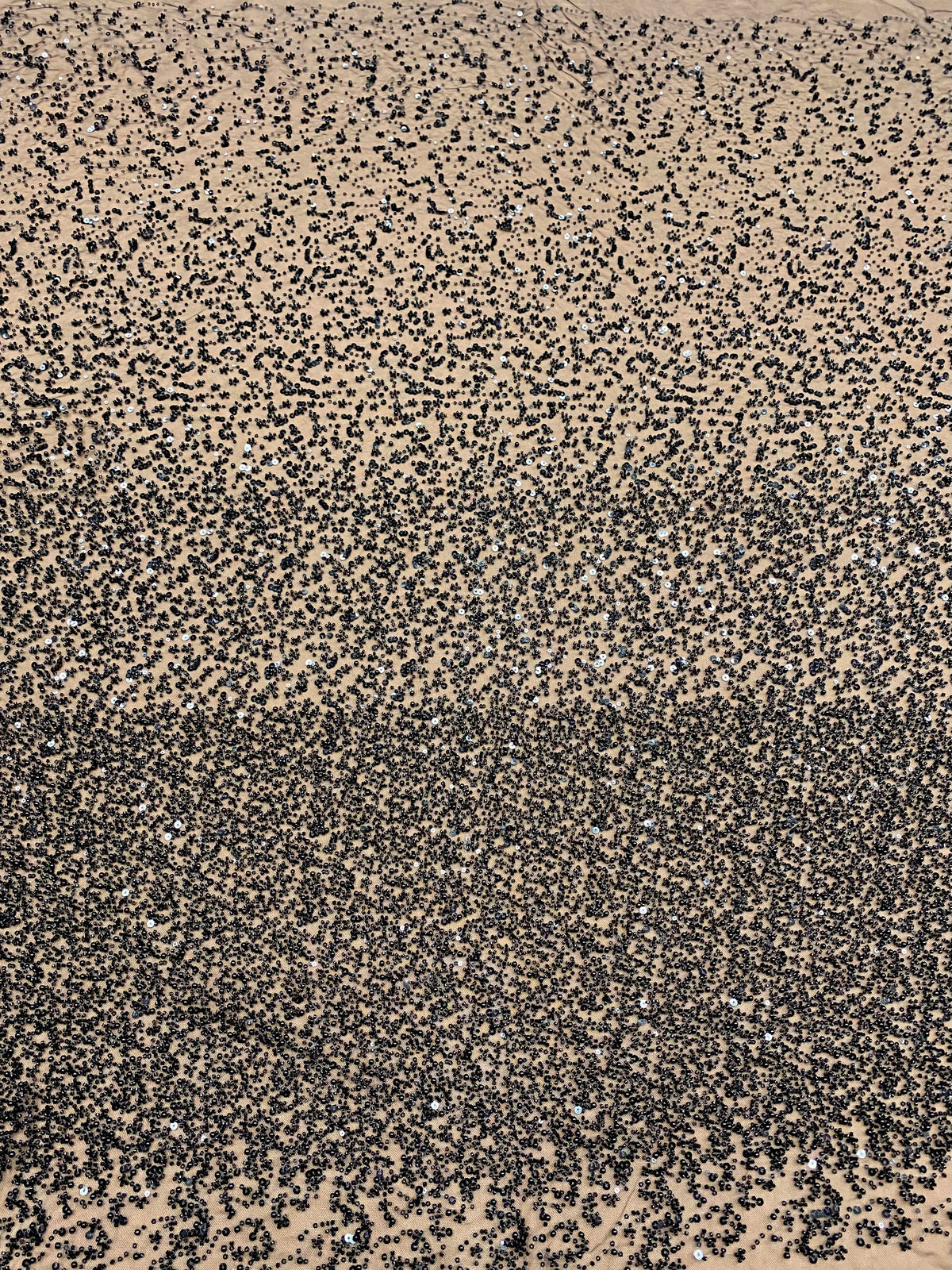 Dantela Couture Neagra in Degrade, cu Perle, Margele si Paiete