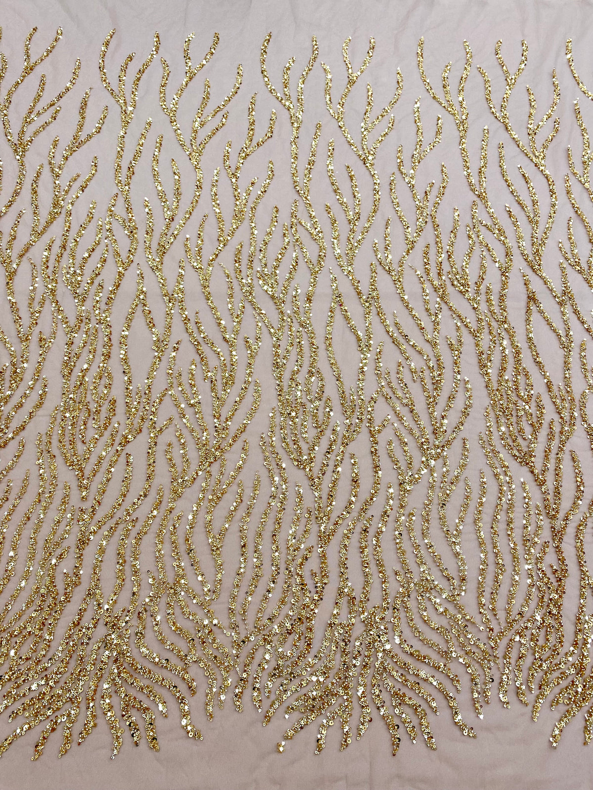 Dantela Couture Aurie cu Siraguri, cu Margele si Paiete