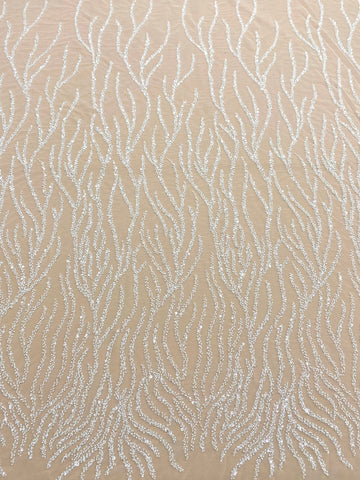 Dantela Couture Ivory cu Siraguri, cu Margele si Paiete