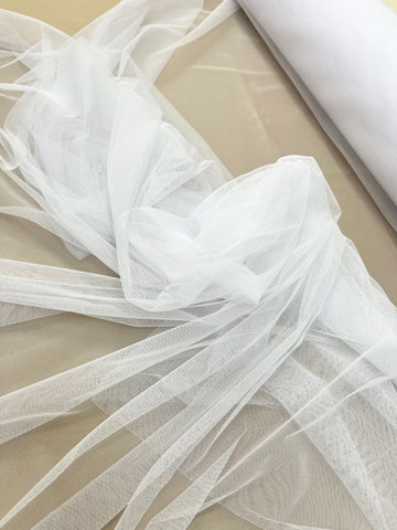 Tulle Elastic Alb - 1.5 m Latime