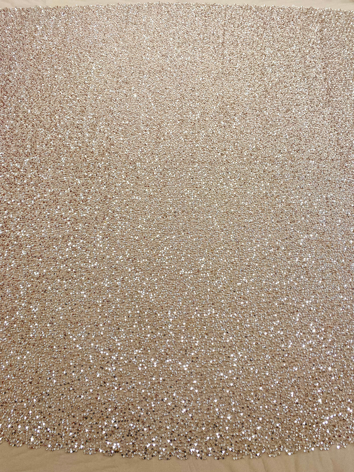 Dantela Couture Auriu Rose cu Model General, cu Margele si Paiete