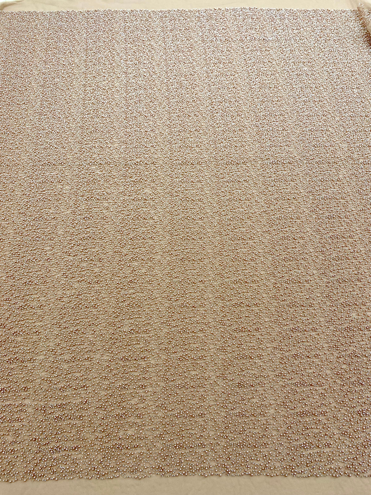 Dantela Couture Auriu Rose cu Model General, cu Perle si Margele