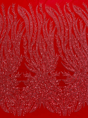 Dantela Couture Rosie cu Panou, cu Perle, Margele si Paiete