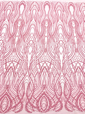 Dantela Couture Roz cu Perle, Margele si Paiete