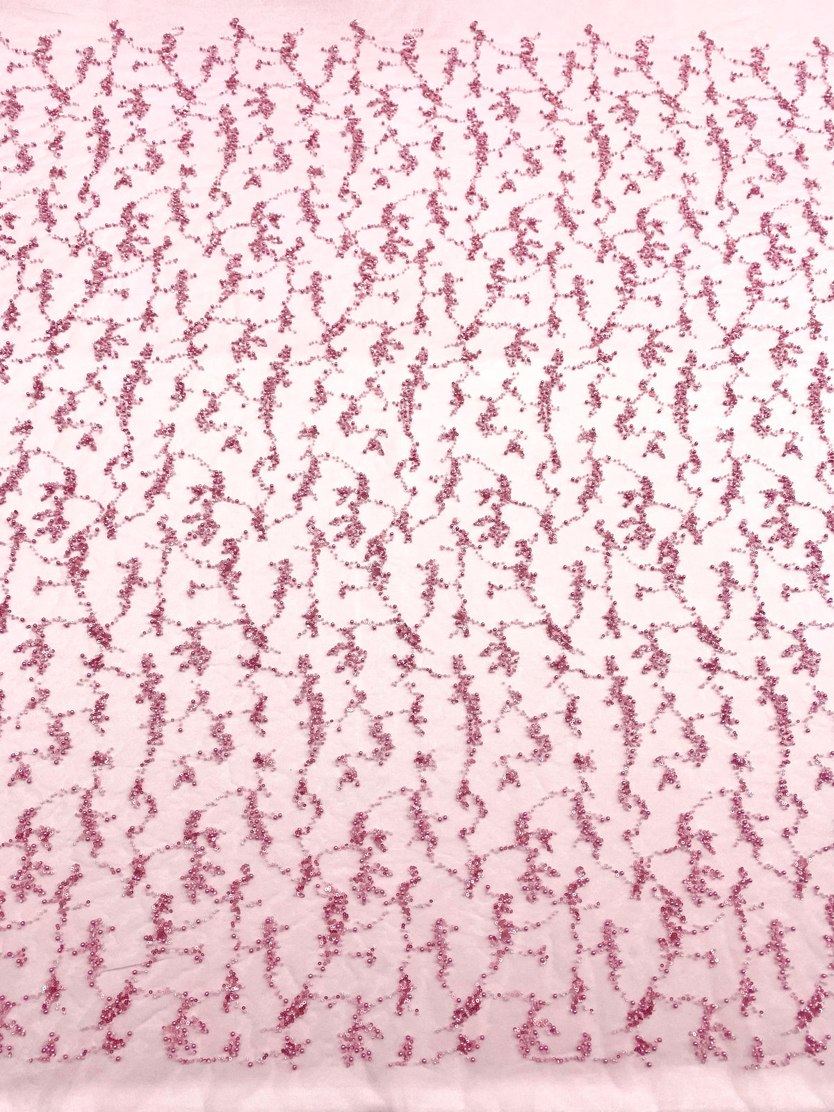 Dantela Couture Roz cu Perle, Margele si Paiete