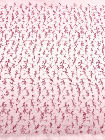 Dantela Couture Roz cu Perle, Margele si Paiete