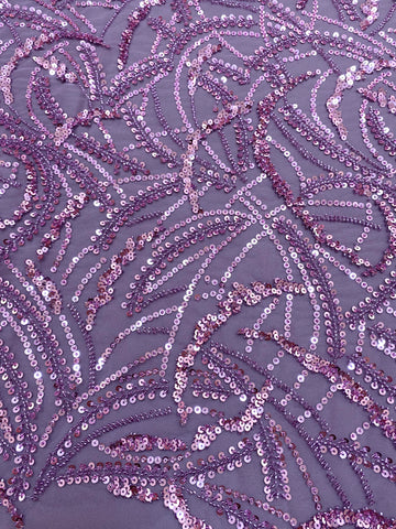 Dantela Couture Pudra cu Model Geometric, Margele si Paiete